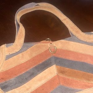 Vintage inspired three tone sued beautiful hand bag